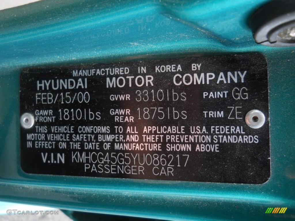 2000 Accent GL Sedan - Jade Green / Beige photo #19