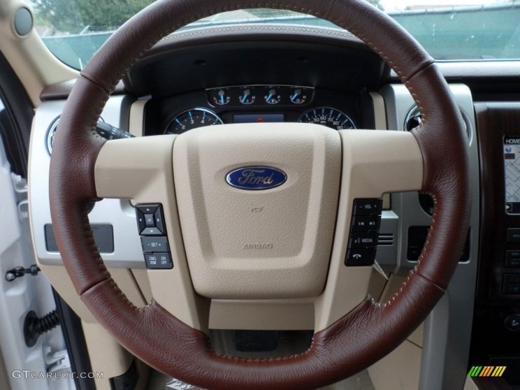 2012 Ford F150 King Ranch SuperCrew 4x4 King Ranch Chaparral Leather Steering Wheel Photo #61180939