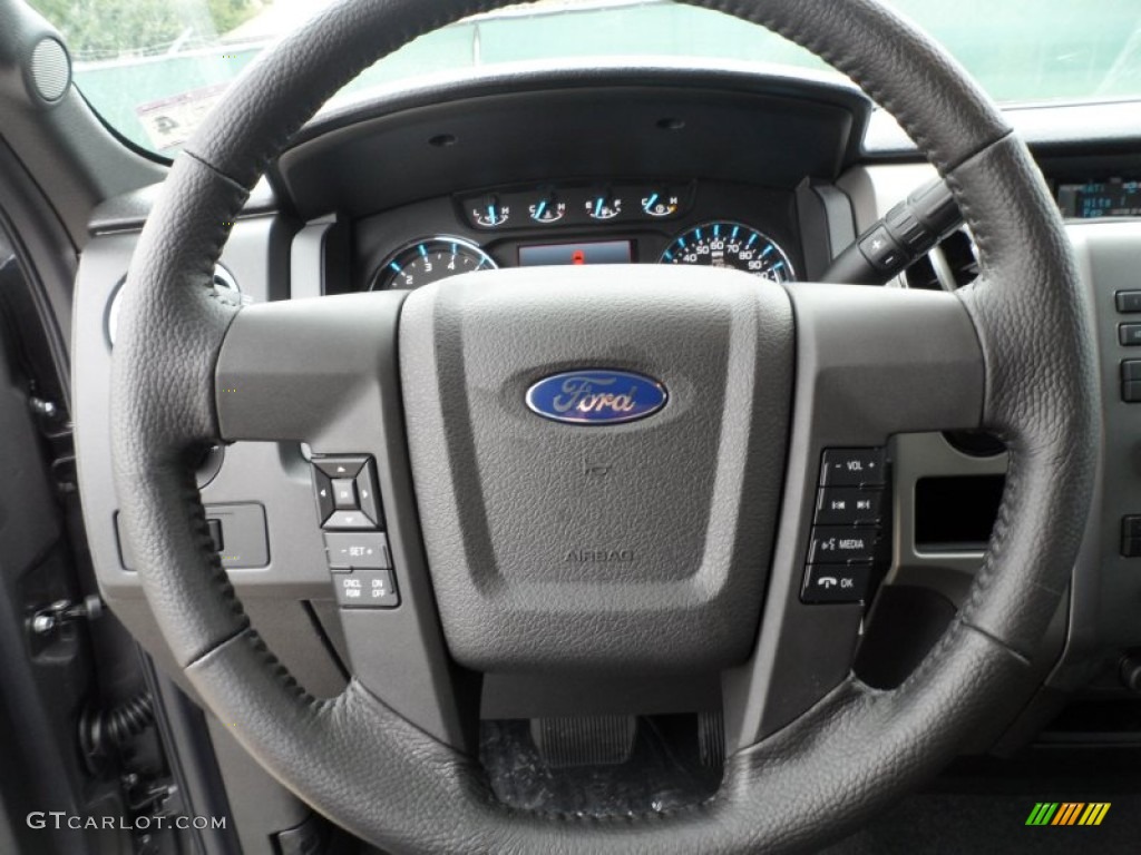 2012 Ford F150 XLT SuperCrew Black Steering Wheel Photo #61181191