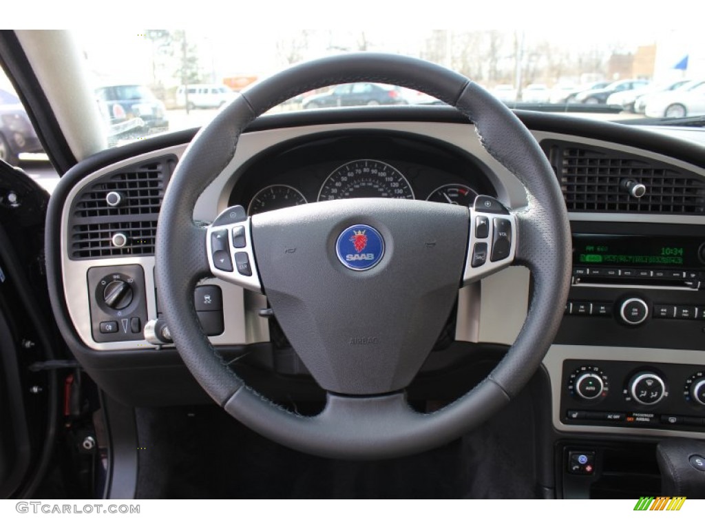 2009 Saab 9-5 Aero Sedan Black Steering Wheel Photo #61181521