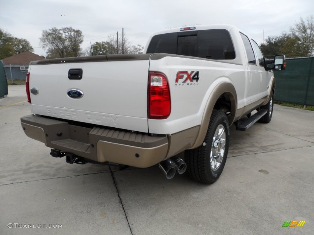 2012 F250 Super Duty King Ranch Crew Cab 4x4 - White Platinum Metallic Tri-Coat / Chaparral Leather photo #3