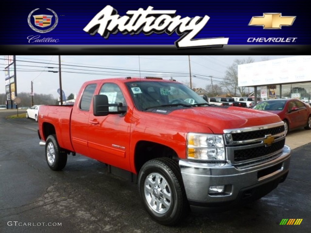 2012 Silverado 2500HD LT Extended Cab 4x4 - Victory Red / Dark Cashmere/Light Cashmere photo #1