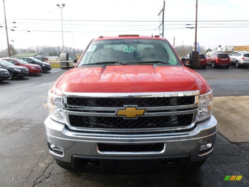 2012 Silverado 2500HD LT Extended Cab 4x4 - Victory Red / Dark Cashmere/Light Cashmere photo #2