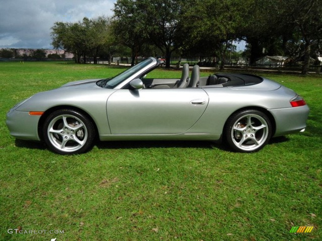 Arctic Silver Metallic 2002 Porsche 911 Carrera 4 Cabriolet Exterior Photo #61188829