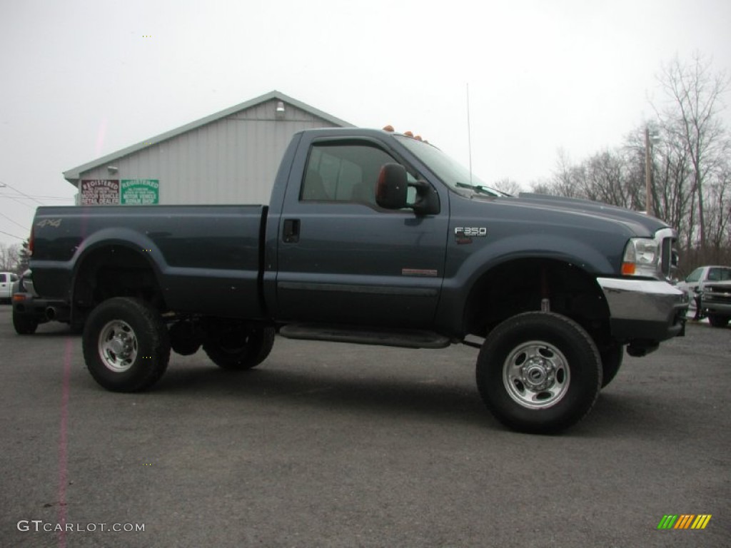 2004 F350 Super Duty XLT Regular Cab 4x4 - Medium Wedgewood Blue Metallic / Medium Parchment photo #13