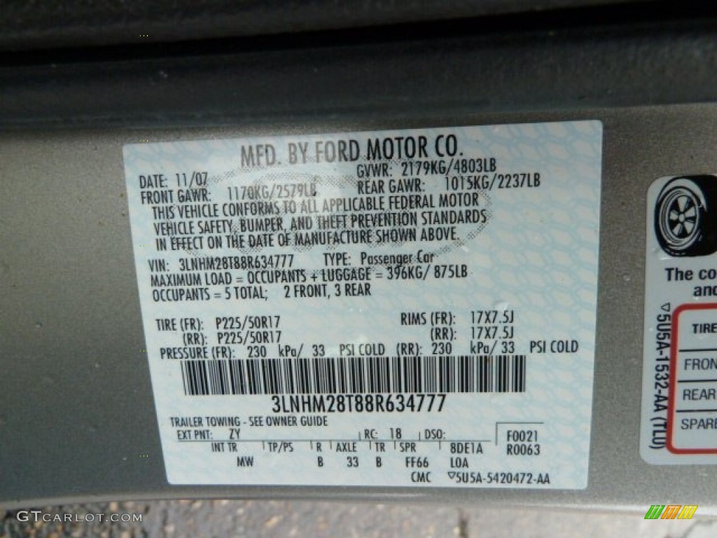 2008 MKZ AWD Sedan - Vapor Silver Metallic / Dark Charcoal photo #14