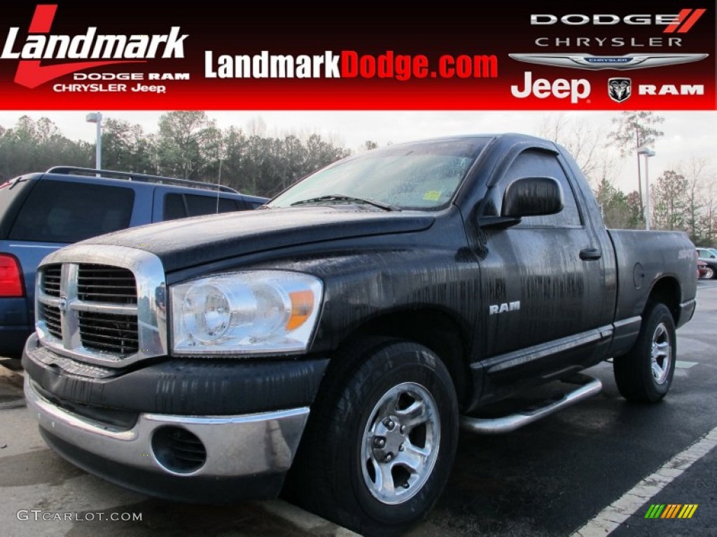 2008 Ram 1500 SXT Regular Cab - Brilliant Black Crystal Pearl / Medium Slate Gray photo #1
