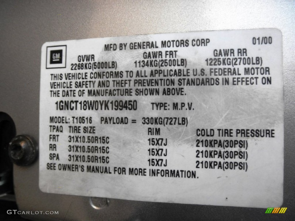2000 Blazer ZR2 4x4 - Light Pewter Metallic / Graphite Gray photo #5