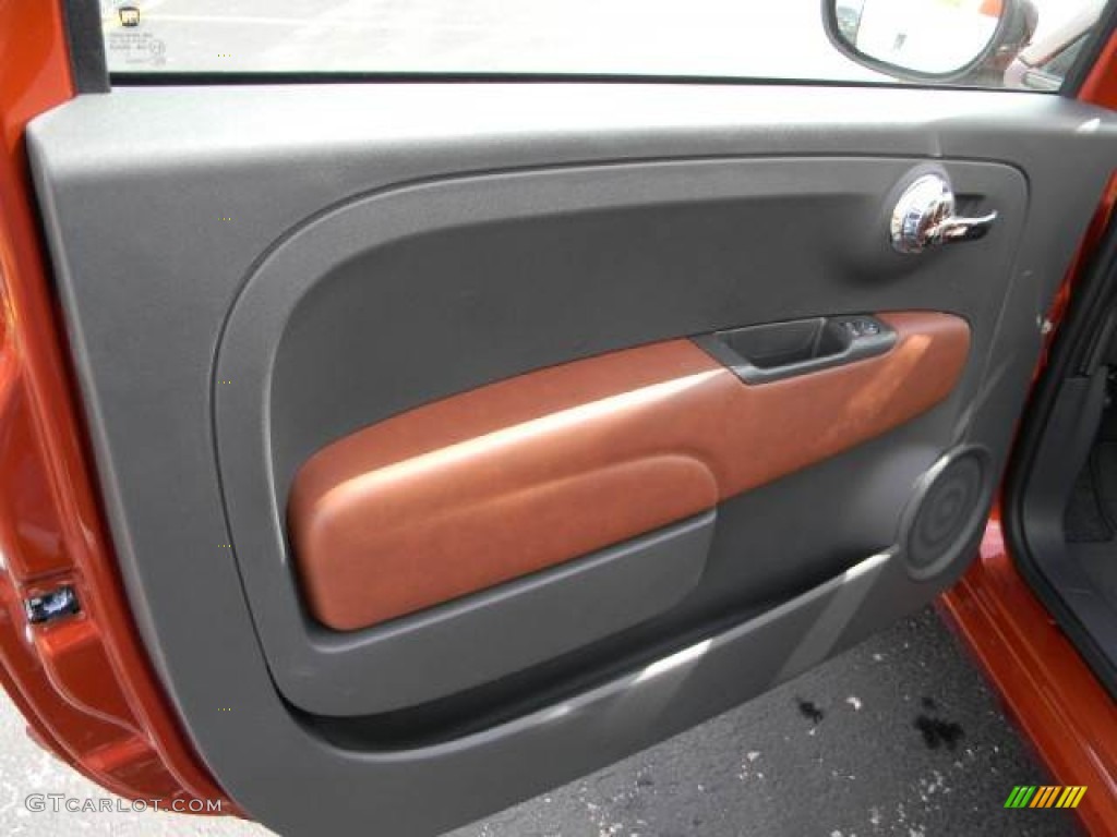 2012 Fiat 500 Lounge Pelle Marrone/Avorio (Brown/Ivory) Door Panel Photo #61200628