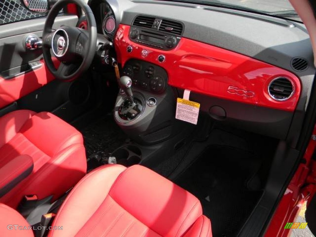 2012 Fiat 500 Lounge Pelle Rosso/Nera (Red/Black) Dashboard Photo #61200673