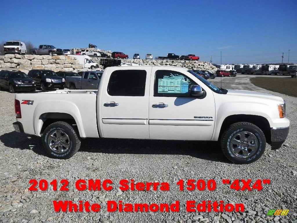 2012 Sierra 1500 SLE Crew Cab 4x4 - White Diamond Tricoat / Ebony photo #1