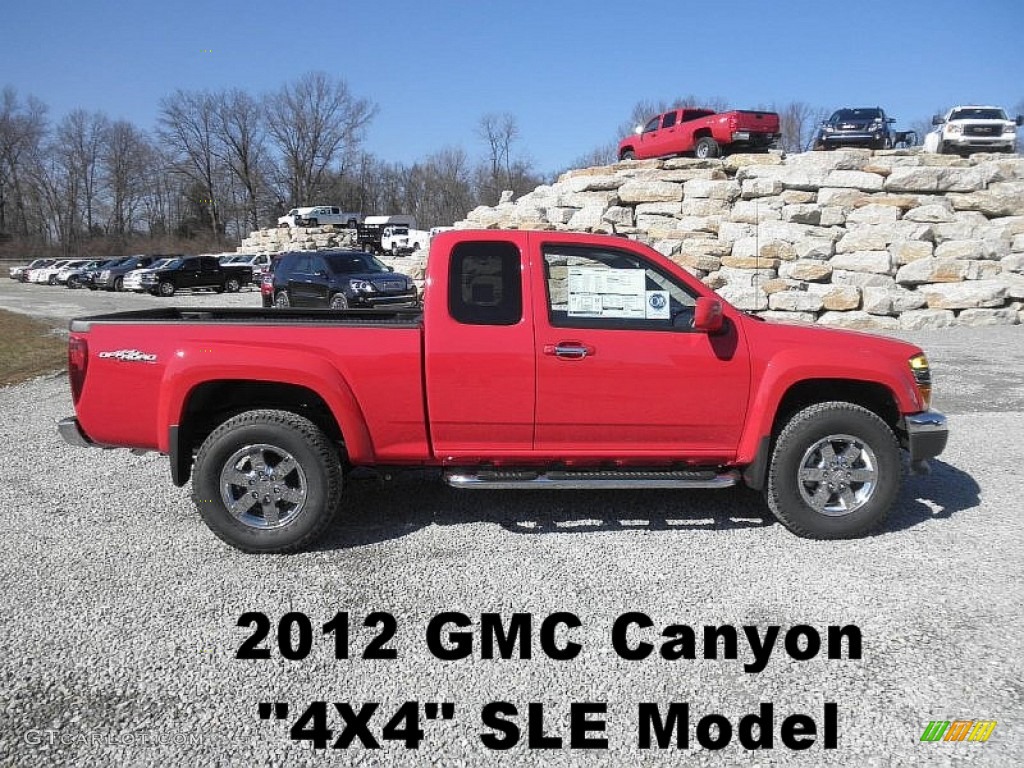 2012 Canyon SLE Extended Cab 4x4 - Fire Red / Ebony photo #1