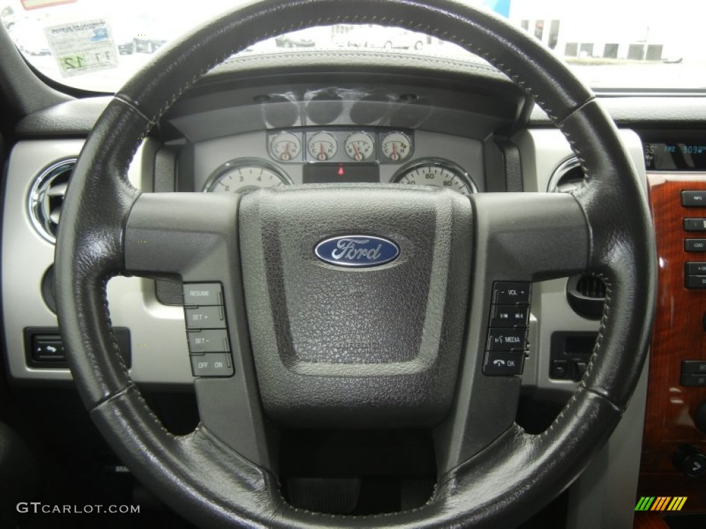 2009 Ford F150 Lariat SuperCrew Black/Black Steering Wheel Photo #61206691