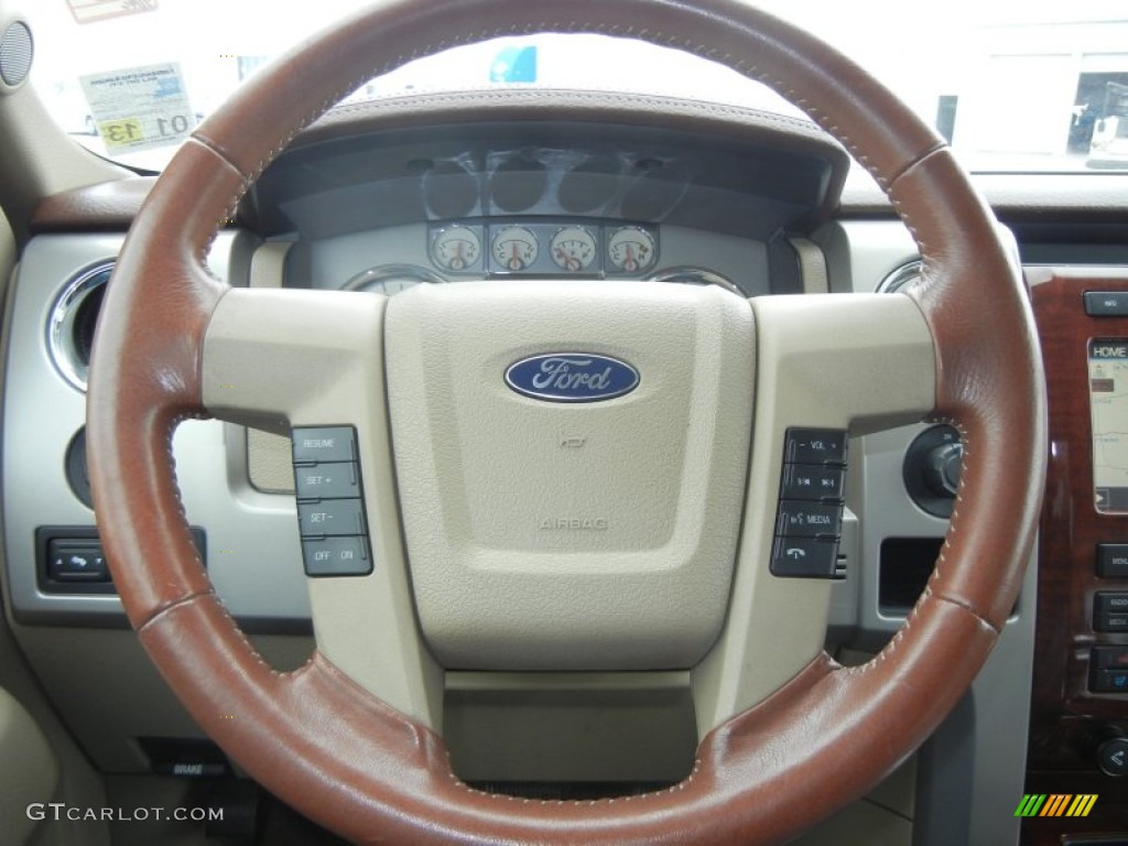 2010 Ford F150 King Ranch SuperCrew 4x4 Chapparal Leather Steering Wheel Photo #61208761