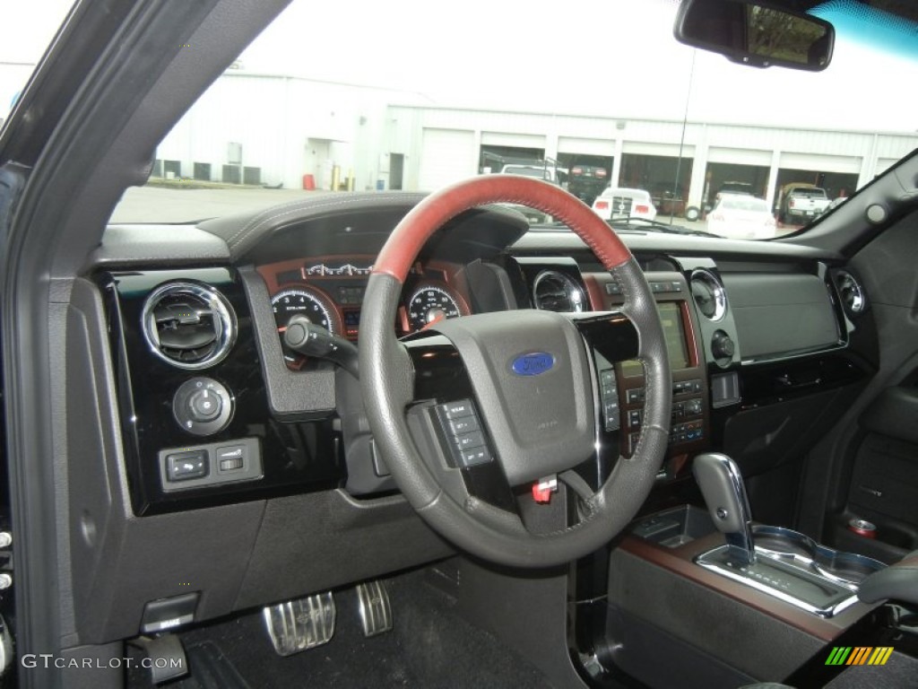 2010 Ford F150 Harley-Davidson SuperCrew Harley Davidson Lava Red/Black Steering Wheel Photo #61209004