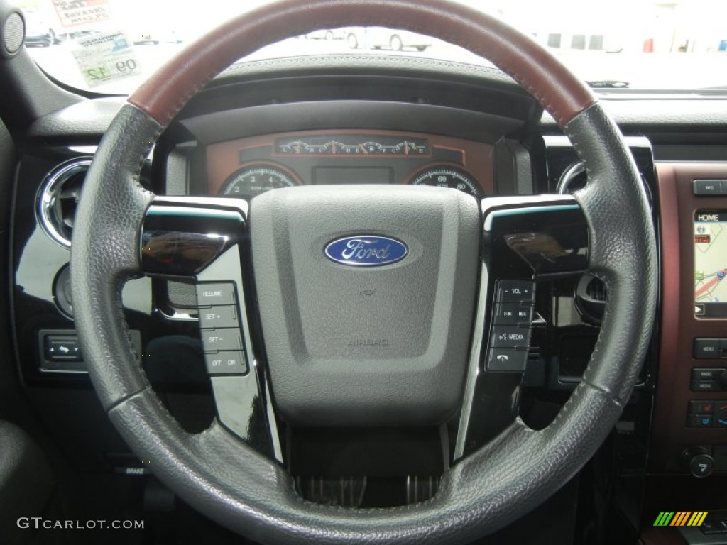 2010 Ford F150 Harley-Davidson SuperCrew Harley Davidson Lava Red/Black Steering Wheel Photo #61209022