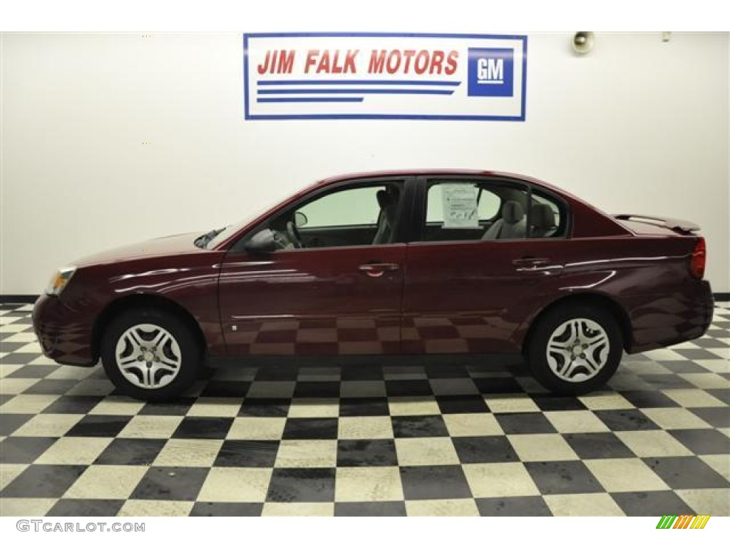 2007 Malibu LS Sedan - Sport Red Metallic / Titanium Gray photo #2