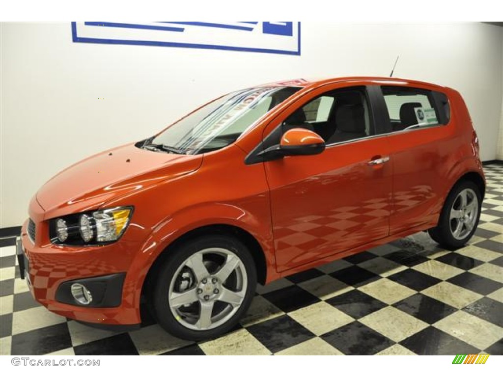 Inferno Orange Metallic 2012 Chevrolet Sonic LTZ Hatch Exterior Photo #61210334