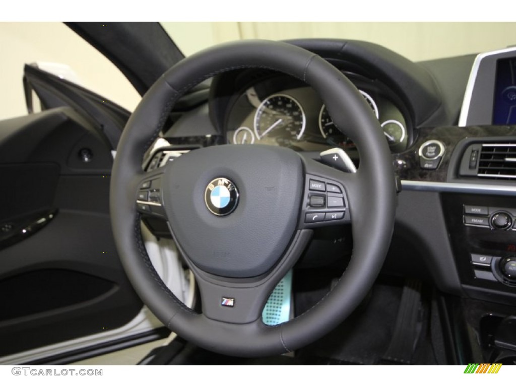 2012 BMW 6 Series 640i Coupe Black Nappa Leather Steering Wheel Photo #61214997
