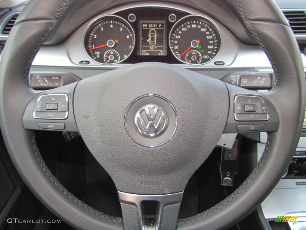 2012 Volkswagen CC Sport Black Steering Wheel Photo #61216428