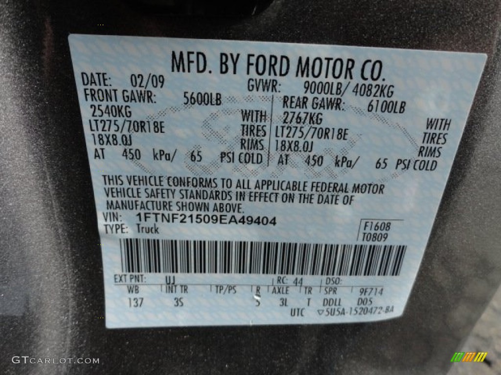 2009 Ford F250 Super Duty XLT Regular Cab 4x4 Color Code Photos