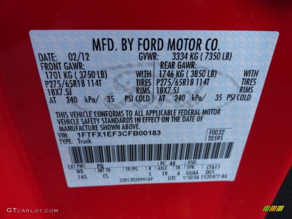 2012 F150 STX SuperCab 4x4 - Race Red / Steel Gray photo #12