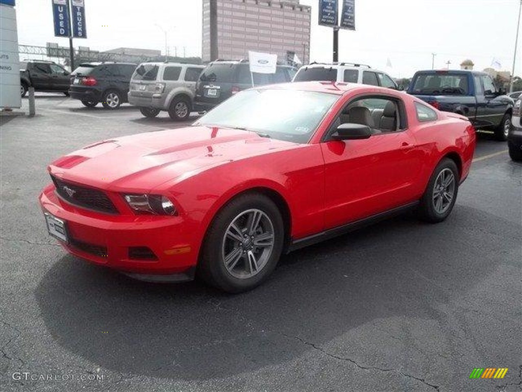 2011 Mustang V6 Premium Coupe - Race Red / Stone photo #14