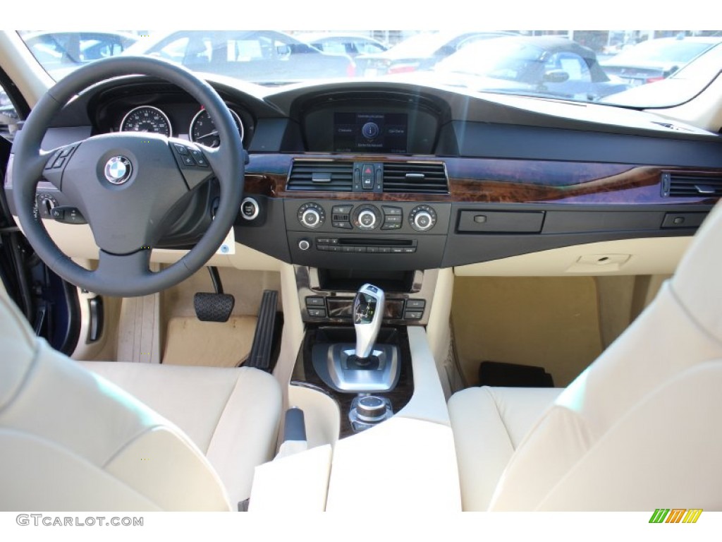 2009 5 Series 528xi Sedan - Deep Sea Blue Metallic / Cream Beige photo #13