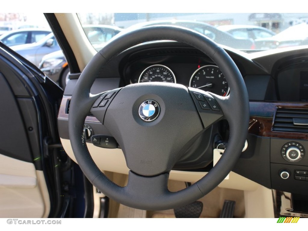 2009 BMW 5 Series 528xi Sedan Cream Beige Steering Wheel Photo #61234486