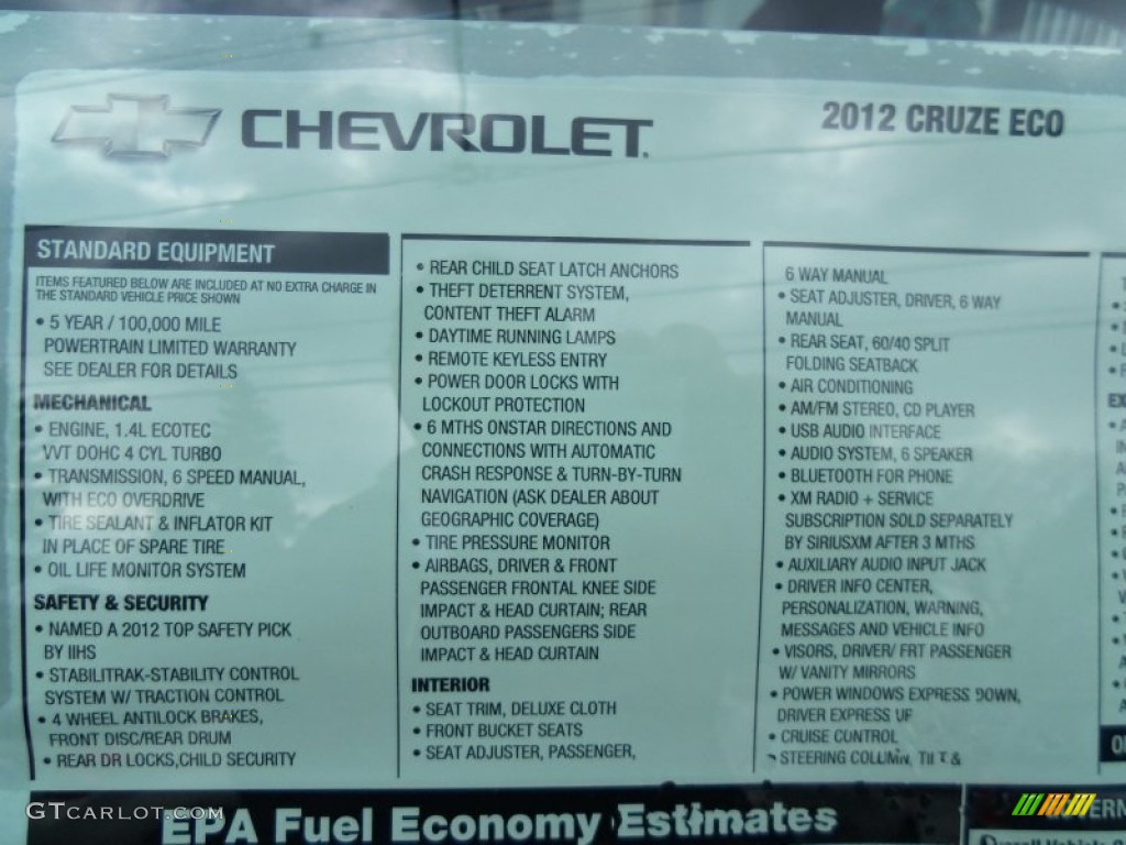 2012 Chevrolet Cruze Eco Window Sticker Photo #61235238