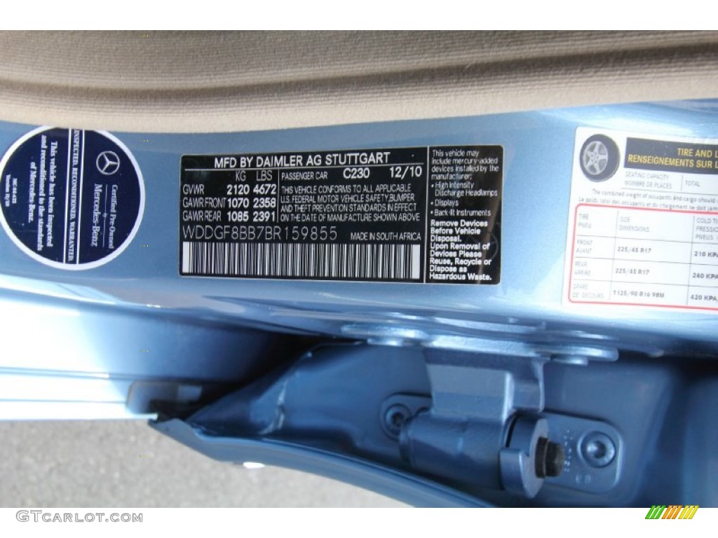2011 C Color Code 230 for Quartz Blue Metallic Photo #61237576