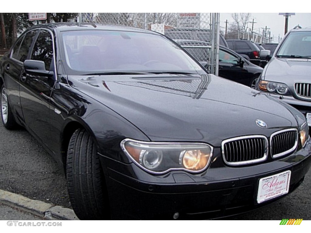 2002 7 Series 745i Sedan - Black Sapphire Metallic / Flannel Grey photo #2