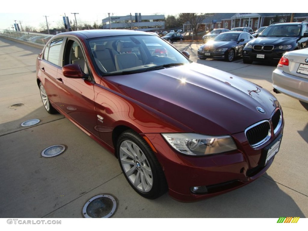 2011 3 Series 328i xDrive Sedan - Vermillion Red Metallic / Oyster/Black Dakota Leather photo #7