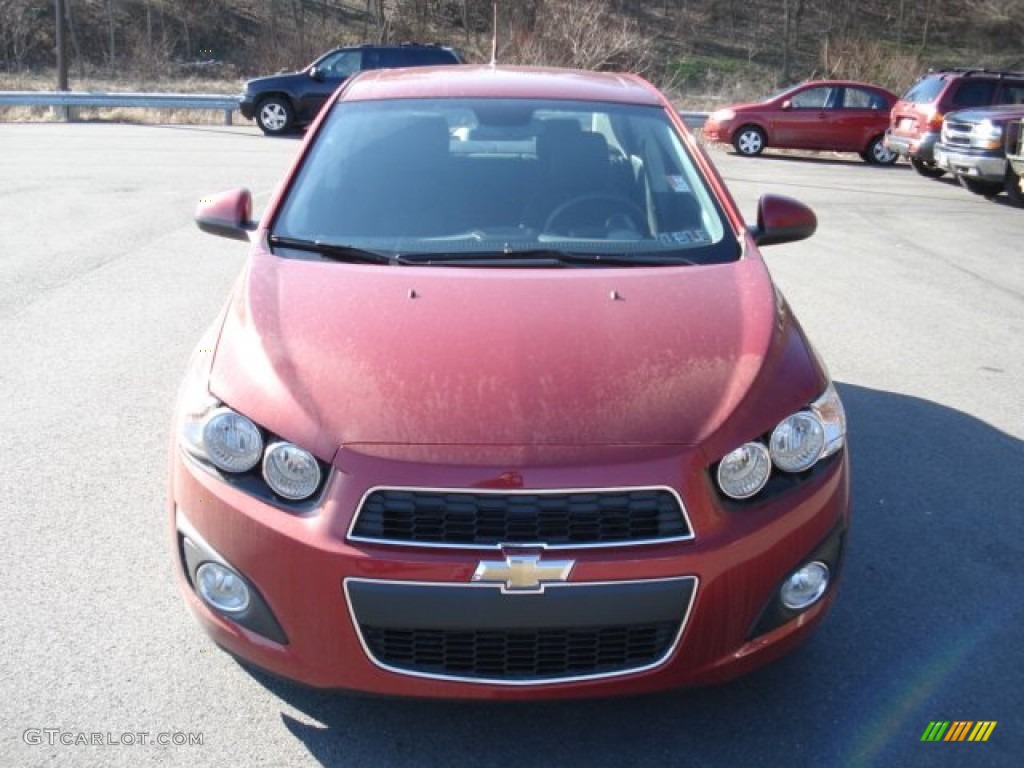 2012 Sonic LS Sedan - Crystal Red Tintcoat / Jet Black/Dark Titanium photo #3