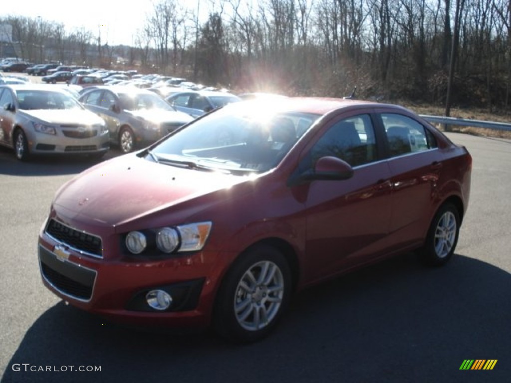 2012 Sonic LS Sedan - Crystal Red Tintcoat / Jet Black/Dark Titanium photo #4