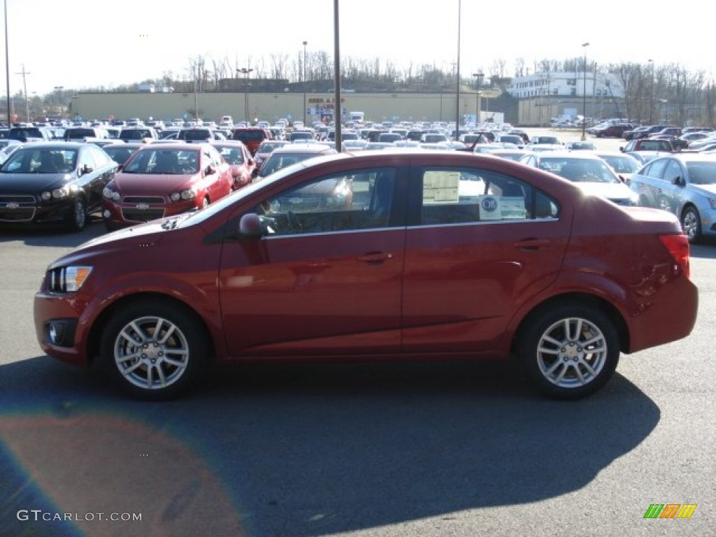 2012 Sonic LS Sedan - Crystal Red Tintcoat / Jet Black/Dark Titanium photo #5