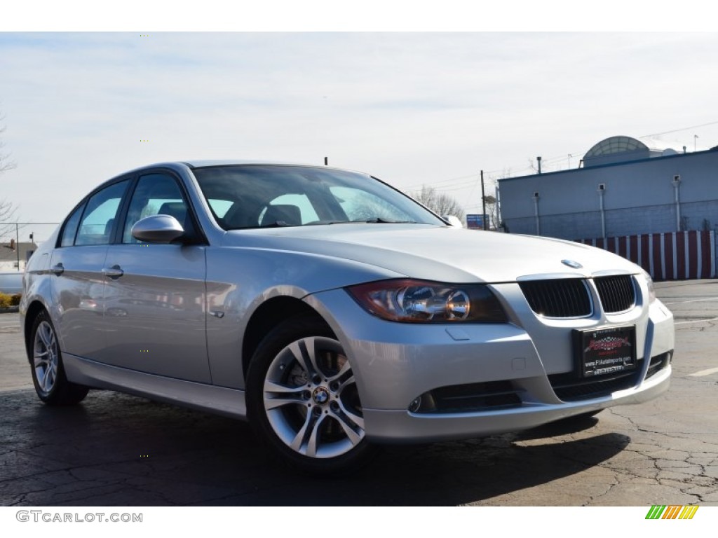 2008 3 Series 328xi Sedan - Titanium Silver Metallic / Black photo #1