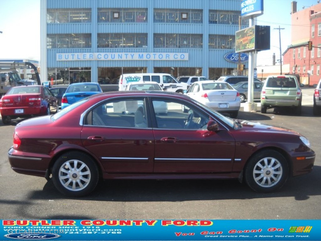 2004 Sonata V6 - Ruby Red / Beige photo #1
