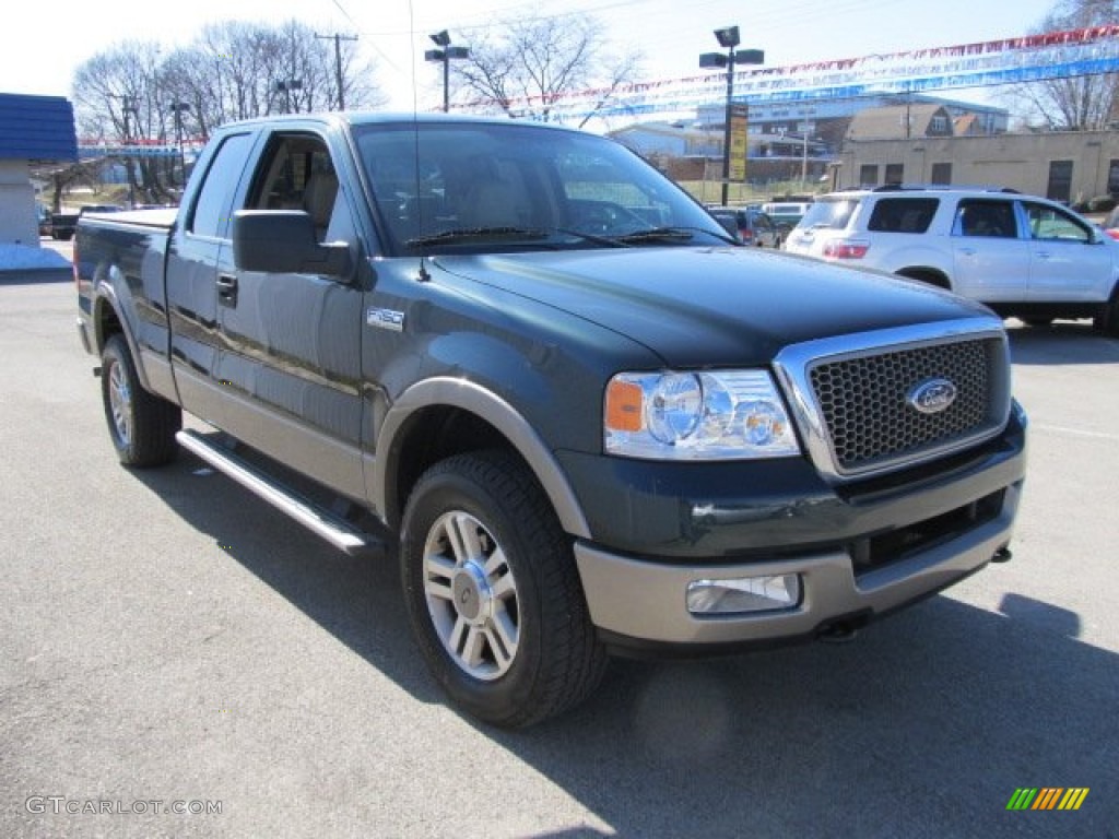 2005 F150 Lariat SuperCab 4x4 - Aspen Green Metallic / Tan photo #6