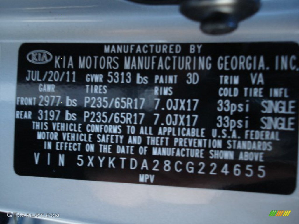 2012 Sorento LX V6 AWD - Bright Silver / Black photo #25