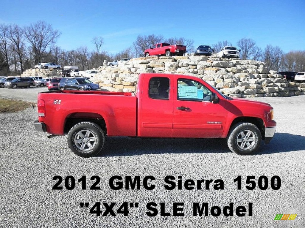 2012 Sierra 1500 SLE Extended Cab 4x4 - Fire Red / Ebony photo #1