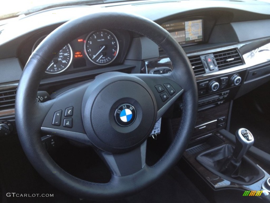 2008 BMW 5 Series 535i Sedan Black Steering Wheel Photo #61259585