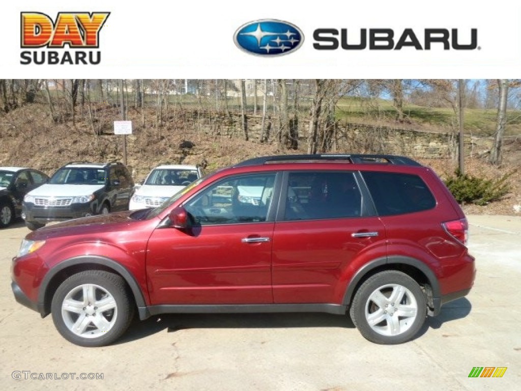 2009 Forester 2.5 X Limited - Camellia Red Pearl / Black photo #1