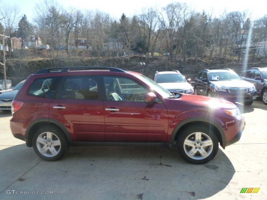 2009 Forester 2.5 X Limited - Camellia Red Pearl / Black photo #4