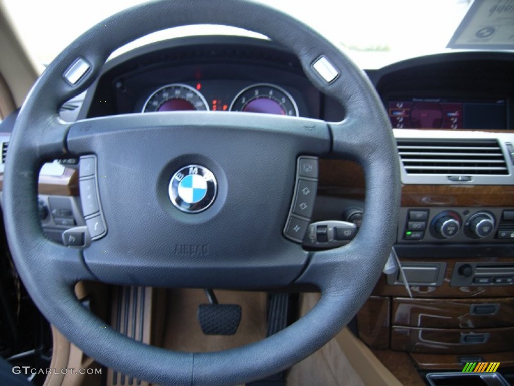 2008 BMW 7 Series 750Li Sedan Natural Brown Steering Wheel Photo #61270391