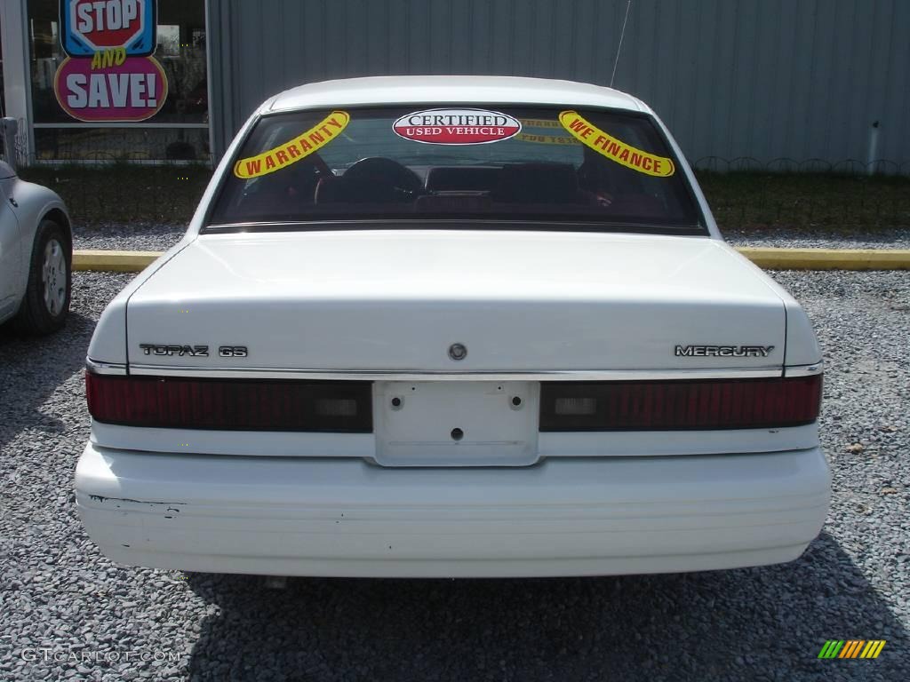1992 Topaz GS Sedan - Oxford White / Red photo #6