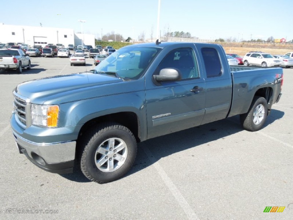 2012 Sierra 1500 SLE Extended Cab 4x4 - Stealth Gray Metallic / Ebony photo #1