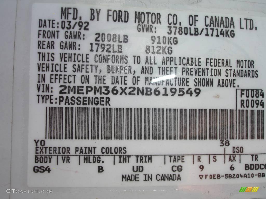 1992 Topaz GS Sedan - Oxford White / Red photo #28