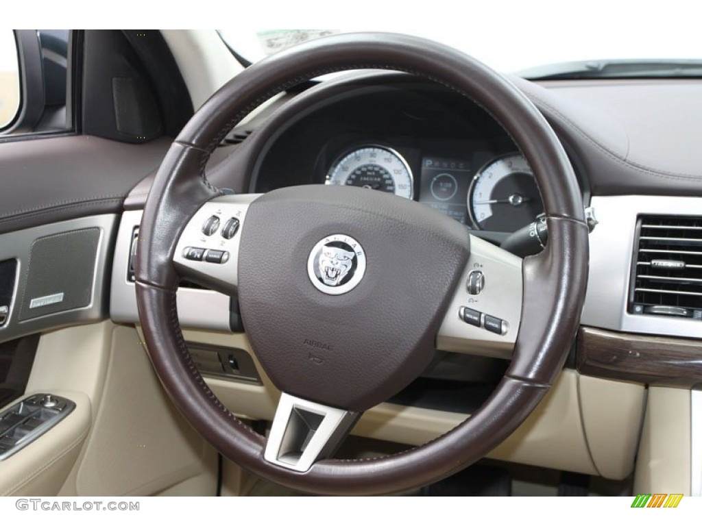 2009 Jaguar XF Supercharged Champagne/Truffle Steering Wheel Photo #61277129