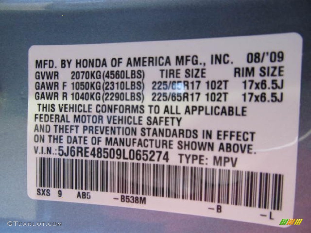 2009 CR-V EX 4WD - Glacier Blue Metallic / Gray photo #14